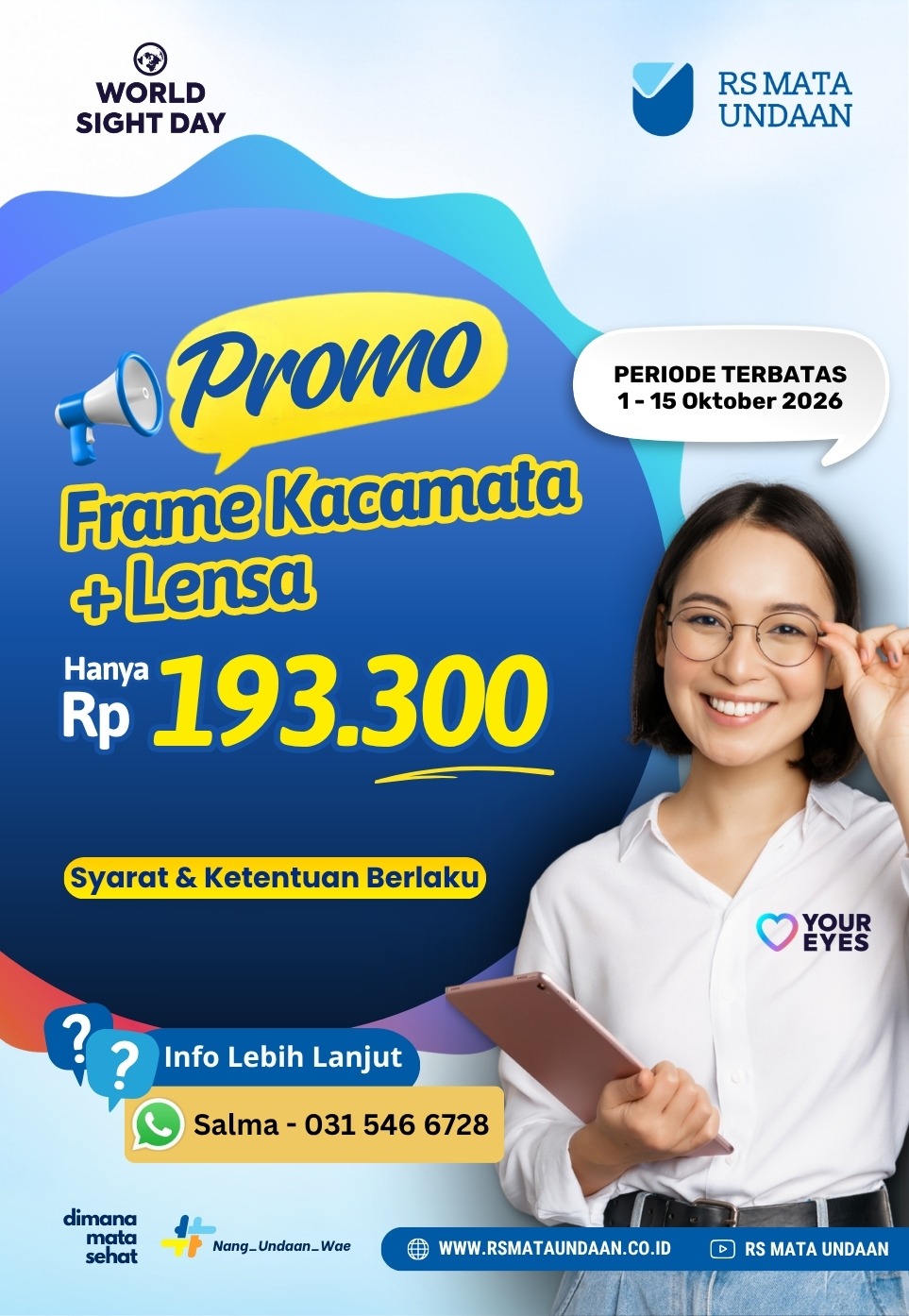 Promo Frame Kacamata + Lensa Rp.193.300